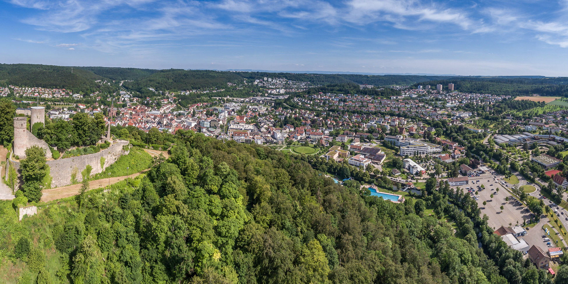 arbeiten, wohnen und leben in Nagold - Luftbild Kreis-Calw Ruine Hohen Nagold